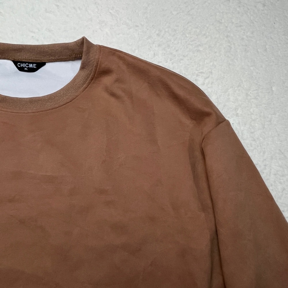 ChicMe Sweatshirt Womens XL Brown‎ Beauty At Your Command Side Zip Layered Look